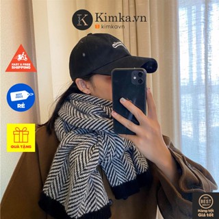 (KH1) Khăn Len To Rộng Vải Hoạ Tiết Kẻ Mùa Đông Đơn Giản