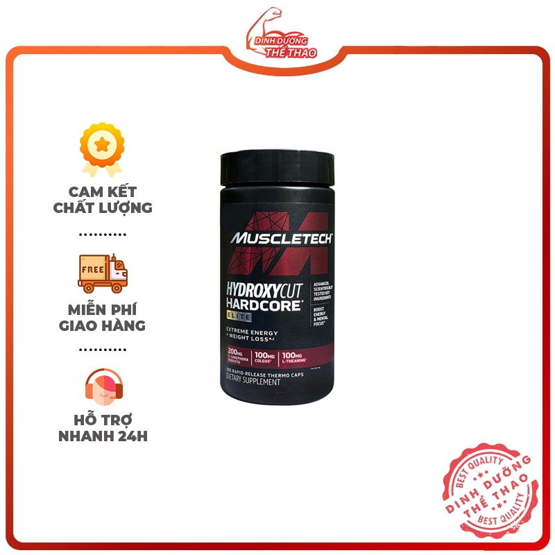MUSCLETECH HYDROXYCUT HARDCORE ELITE 100 VIÊN | Viên Uống Hỗ Trợ Đốt Mỡ Giảm Cân