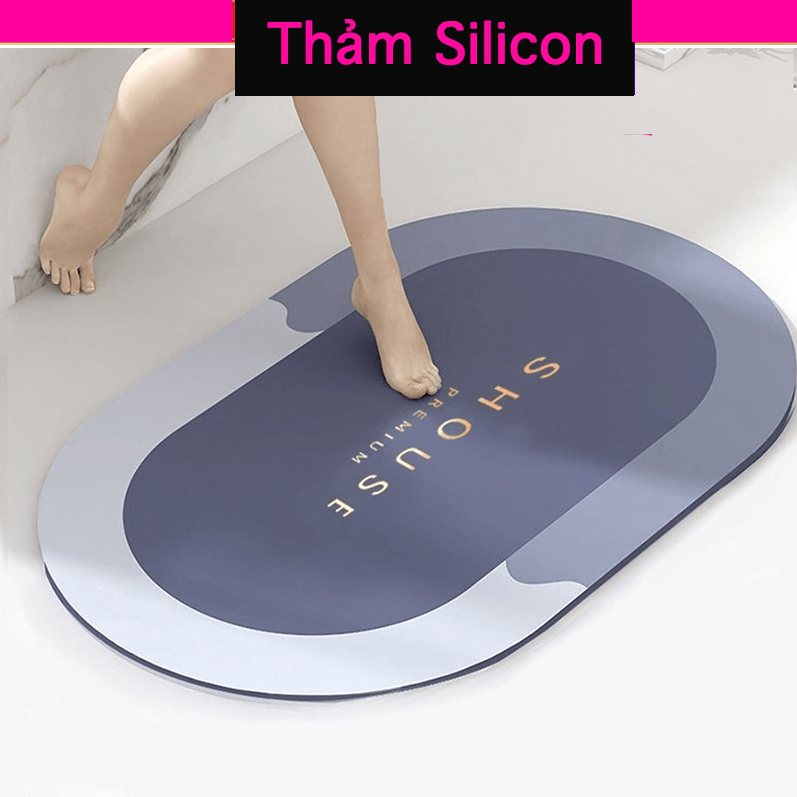 Thảm Chùi Chân lau chân Silicon  phòng tắm trải sàn siêu thấm hút nước chống trượt cao cấp đế cao su chất siêu dày 2022