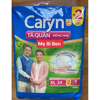 [GÓI LỚN XL24] Tã/Bỉm Quần Người Lớn Caryn Mỏng Nhẹ Chống Tràn Size XL24 Miếng - Chính Hãng