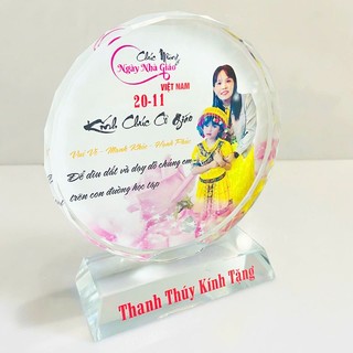 Kỷ niệm chương pha lê mặt trời, quà lưu niệm tặng thầy cô, quà tặng đối tác, cúp pha lê vinh danh cá nhân tập thể