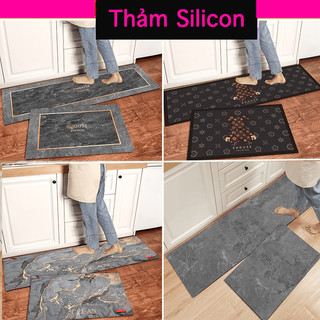 Thảm Chùi Chân phòng tắm nhà bếp Silicon thấm hút nước đế cao su chống trơn trượt Shouse vân đá