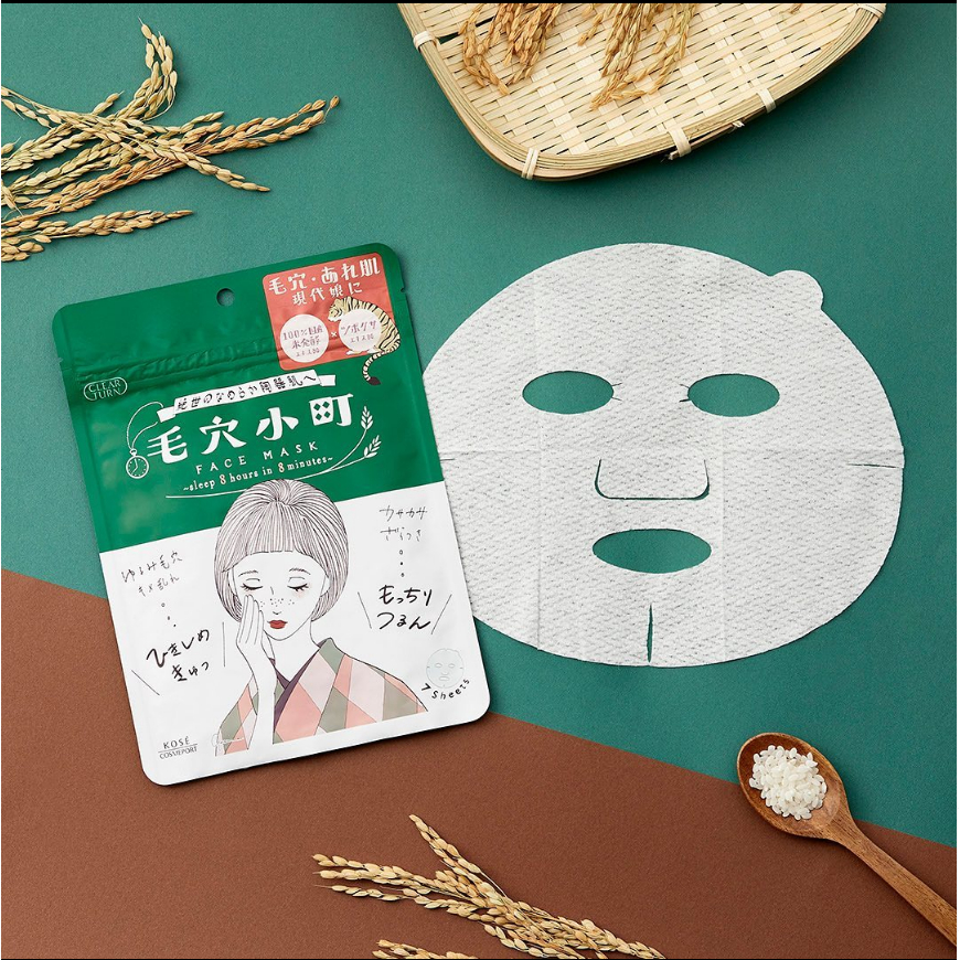 Mặt Nạ Giấy Dưỡng Ẩm Chuyên Sâu Và Dưỡng Sáng Da Kose Clear Turn Keana Komachi Face Mask 7 Tấm