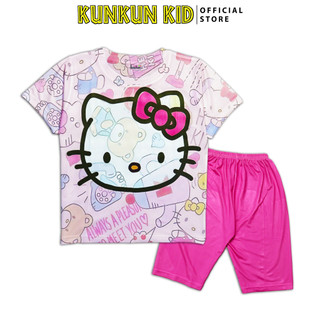 Quần áo bé gái kunkunkid in 3d hình mèo Hello Kitty TC1121- đồ bộ trẻ em size từ 10-60kg