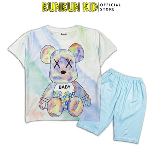 Quần áo bé gái Kunkun Kids in 3d hình gấu BearBrick TC1120 - Đồ bộ trẻ em size đại từ 10-60kg