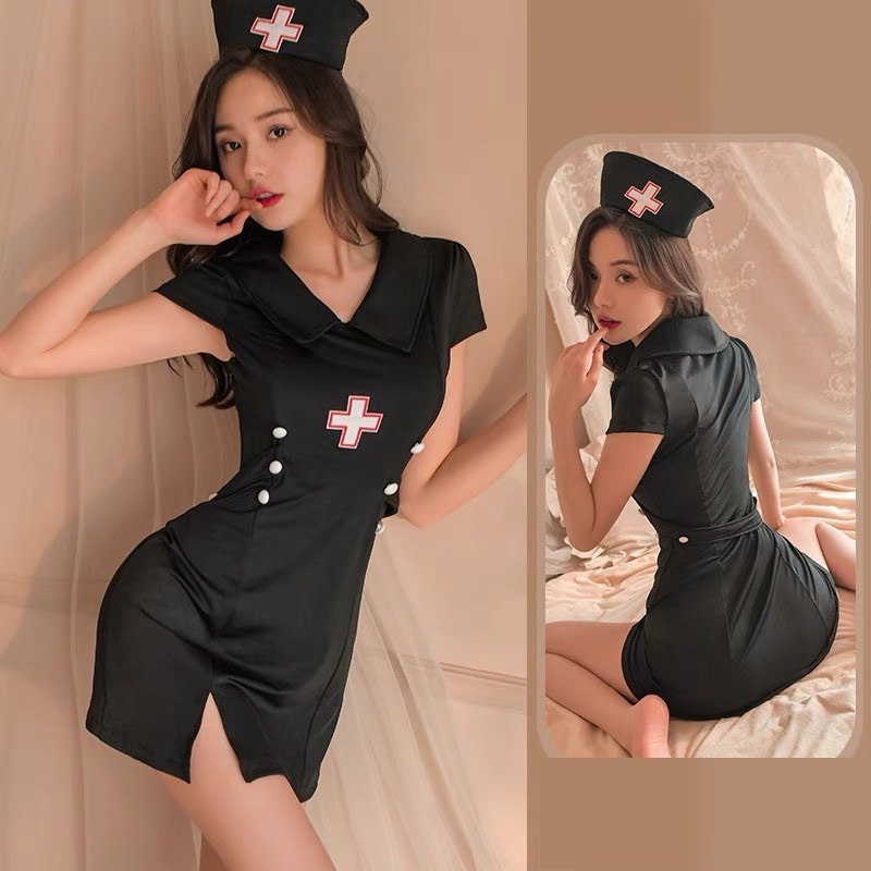 Váy ngủ cosplay y tá đủ phụ kiện đi kèm Vicke Secvia chất cotton cao cấp co giãn, đứng form, mềm mịn, sexy quyến rũ 1691