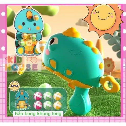 Đồ chơi bắn bóng khủng long tính điểm giải trí kèm bóng, bảng, khủng long bắn bóng dính, ném bóng dính