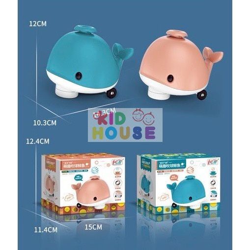 Đồ chơi cá voi thổi bóng di chuyển tránh chướng ngại vật, cá voi điện tử phát nhạc vui nhộn cho bé