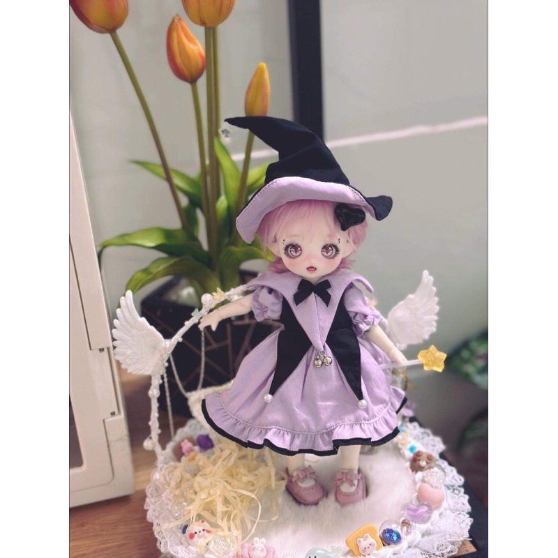 Set váy tím hallooween cho búp bê ob11, bjd 1/6