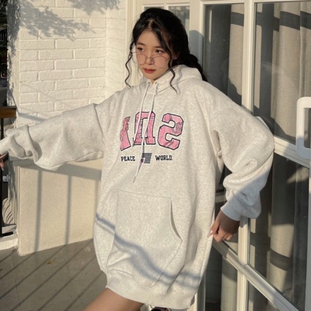 Áo Hoodie Nỉ Bông Form Rộng Nam Nữ Unisex Dáng Oversize Xám Tiêu In Chữ Ngược SU4