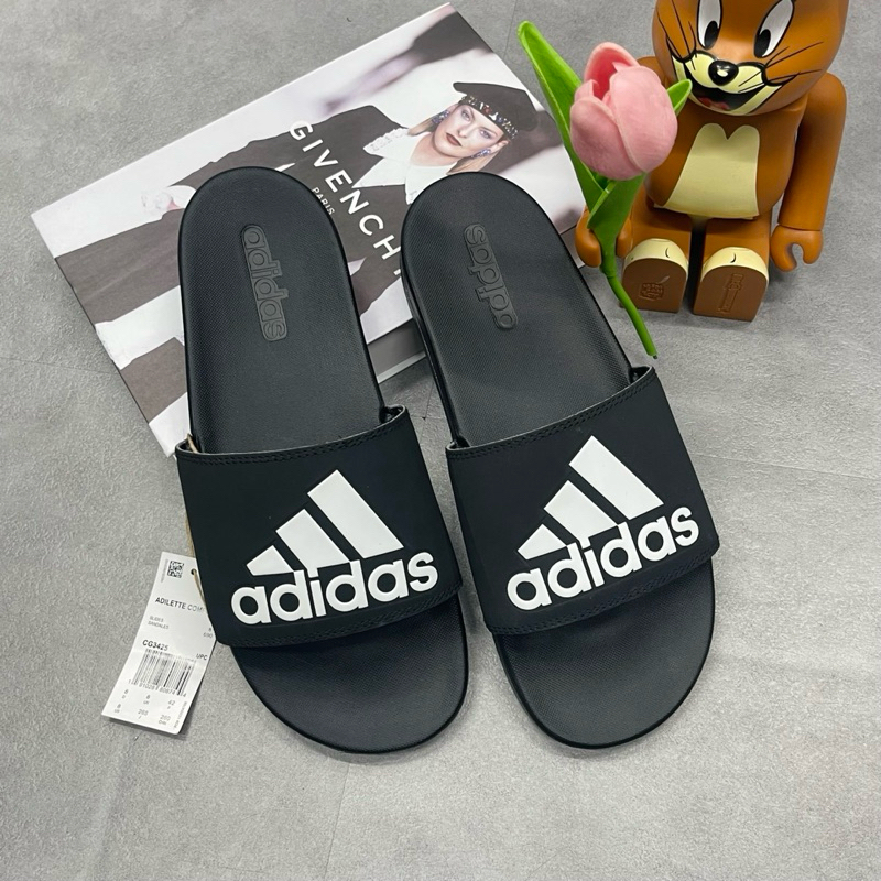 DÉP QUAI NGANG ADILETTE COMFORT FULL BLACK S82137 * DÉP ADIDAS CHÍNH HÃNG - CG3425 FULL TAG
