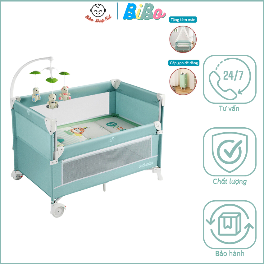 Cũi di động gấp gọn Mumkid, nôi cũi vải cho bé gấp gọn đa năng nôi ghép