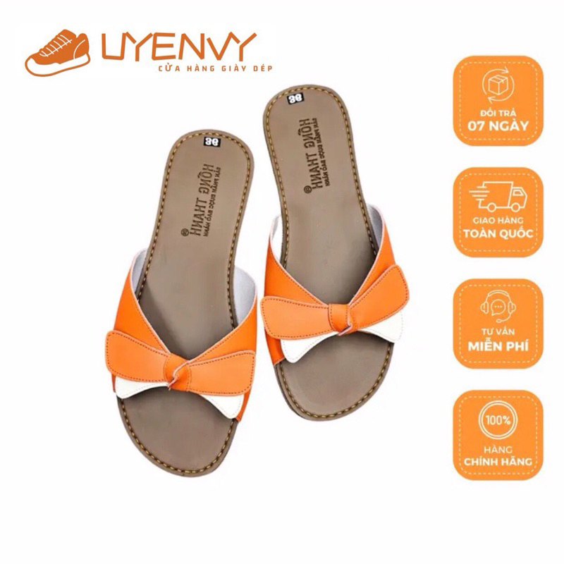 V006 Dép nơ phối màu mũi tròn