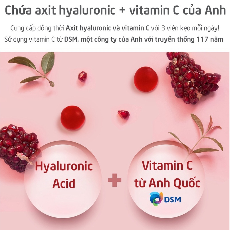 Kẹo Dẻo BOTO GUMMY Pomegranate Low Molecular Collagen Vita C Hàn Quốc