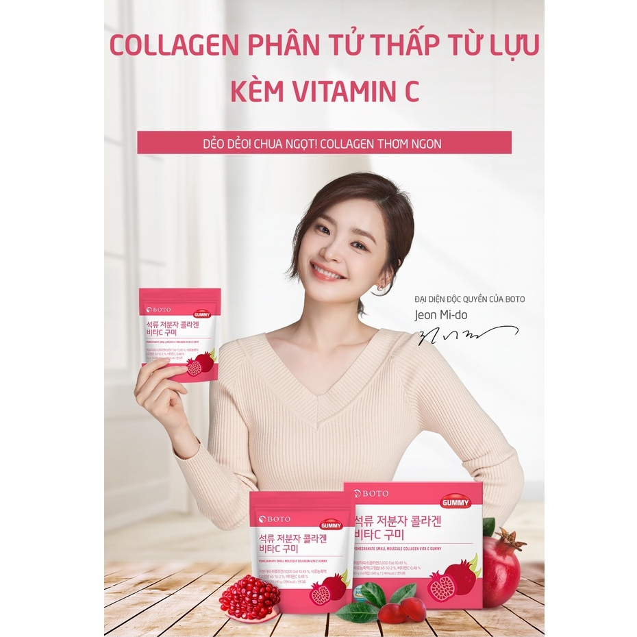 Kẹo Dẻo BOTO GUMMY Pomegranate Low Molecular Collagen Vita C Hàn Quốc