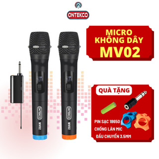 Micro không dây MV02 Ontekco hát karaoke cho loa kéo, âm ly, âm thanh vang chống hú cao cấp. Bảo hành 12 tháng