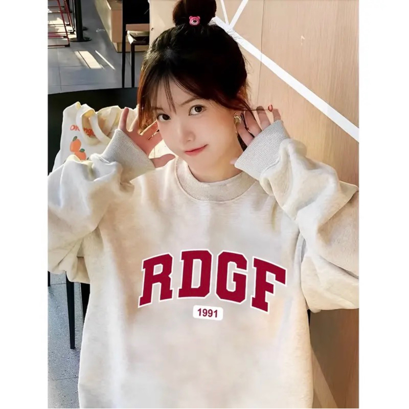 Áo Sweater Nỉ Bông Form Rộng Nam Nữ Dáng Oversize Xám Tiêu In Chữ Đơn Giản