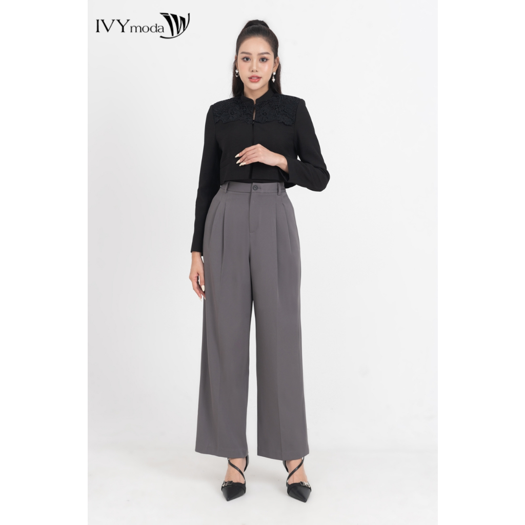 Quần suông chiết ly nữ IVY moda MS 22M8566