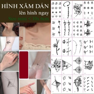 [Đọc kỹ mô tả] Hình dán tạm thời tatoo chữ love myself BST simple G, nét mảnh, trắng đen. Xăm giả size mini < 10x6cm