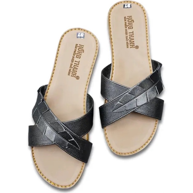 V004 Dép Quai chéo phối lá xin xắn