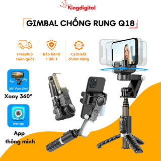 Gimbal Q18 - Gymbal điện thoại quay phim chống rung hỗ trợ quay phim, chụp ảnh chuyên nghiệp xoay 360 độ có đèn Led