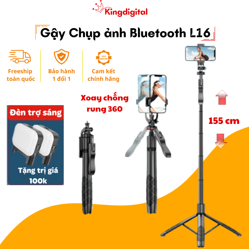 Gậy chụp ảnh 3 chân cho điện thoại - Tripod 3 chân quay phim, chụp ảnh, livestream, quay tik tok kéo dài 155cm có đèn