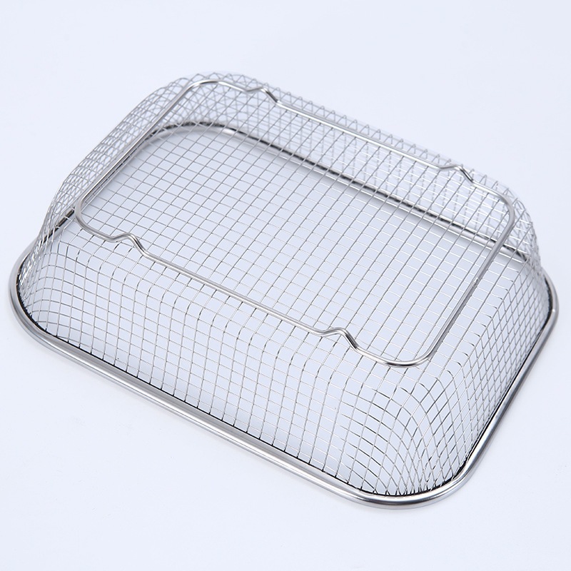 Rổ Lưới Inox Hình Chữ Nhật Thoát Nước Có Chân Kê