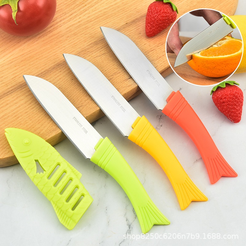 Dao Gọt Hoa Quả Có Vỏ Bao Hình Cá 19cm, Siêu Bền, Chống Gỉ Tiện Lợi - Dao Thái Lan Hình Cá