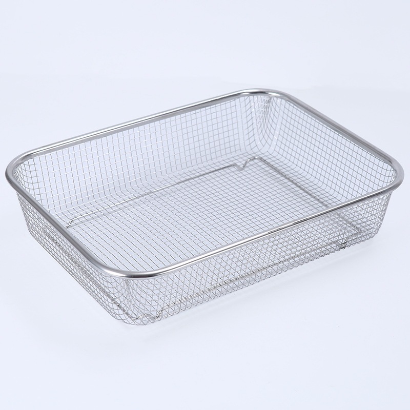 Rổ Lưới Inox Hình Chữ Nhật Thoát Nước Có Chân Kê