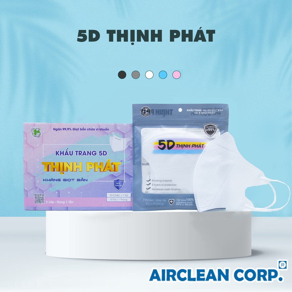 Thùng 100 Chiếc Khẩu Trang 5D Thịnh Phát 3 Lớp Khánh Khuẩn