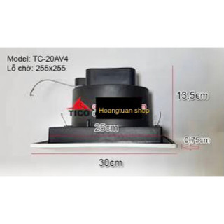 [lỗ trần 25x25 cm] Quạt thông gió âm trần Tico TC-20AV4.