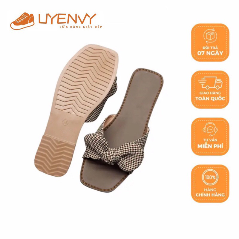 V014 Dép nơ ú mũi vuông, êm xịn