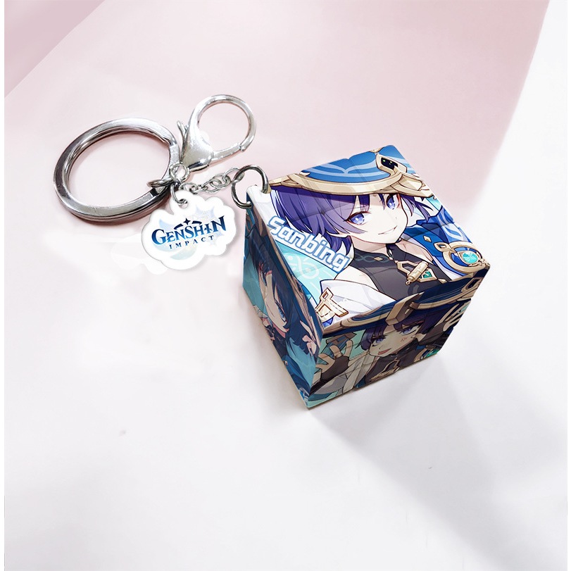 Móc khóa game Ghenshin rubik khối lập thương độc đáo 3x3x3cm