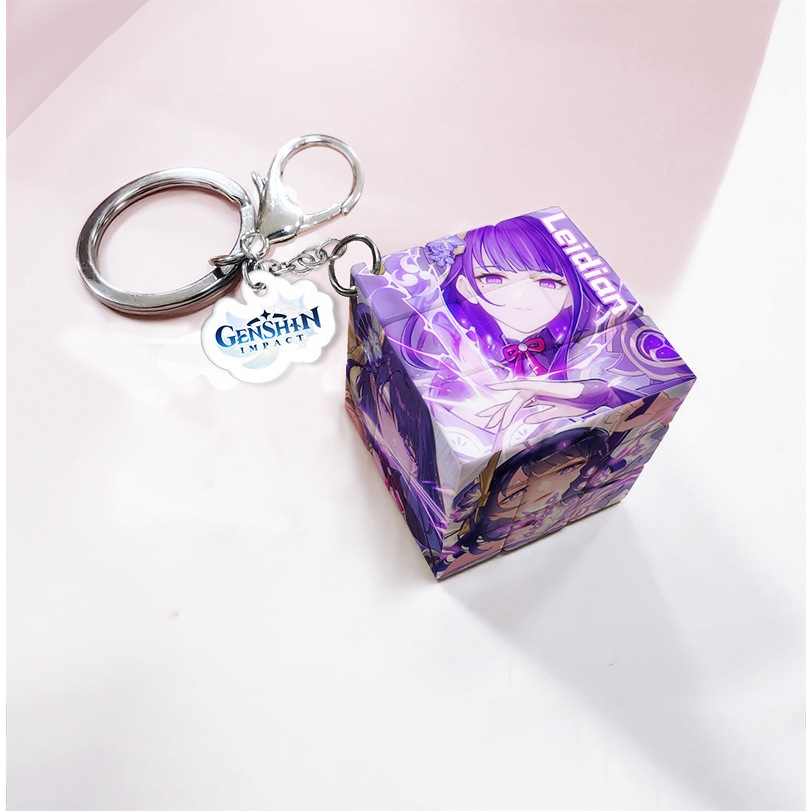 Móc khóa game Ghenshin rubik khối lập thương độc đáo 3x3x3cm