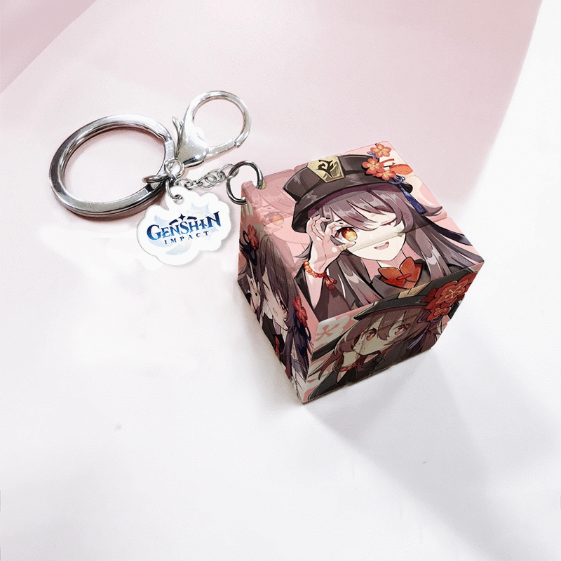 Móc khóa game Ghenshin rubik khối lập thương độc đáo 3x3x3cm