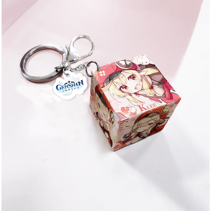 Móc khóa game Ghenshin rubik khối lập thương độc đáo 3x3x3cm