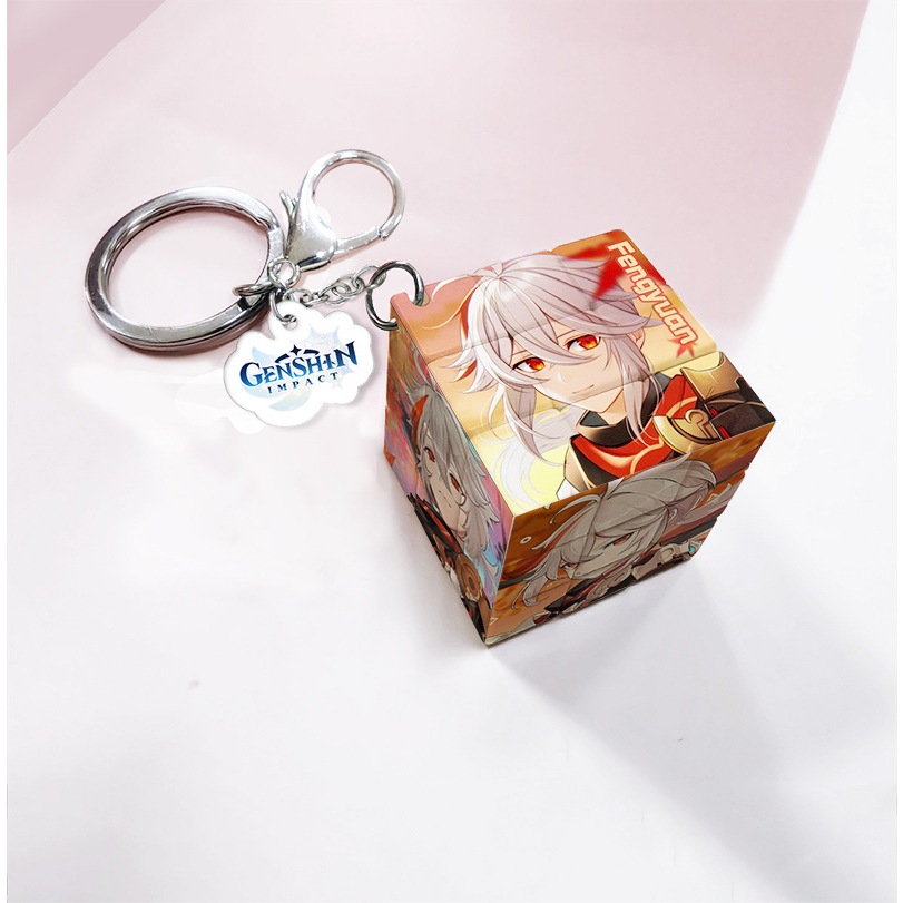 Móc khóa game Ghenshin rubik khối lập thương độc đáo 3x3x3cm