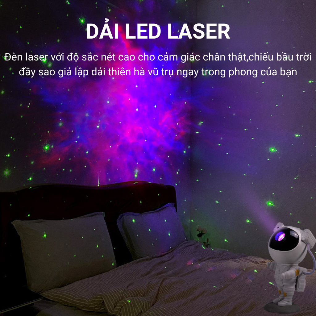Đèn Phi hành gia Laser chiếu sao giả lập vũ trụ thiên hà,trang trí phòng,Tặng điều khiển-VD.STORE