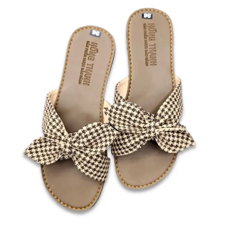 V012 Dép nơ chéo mũi tròn