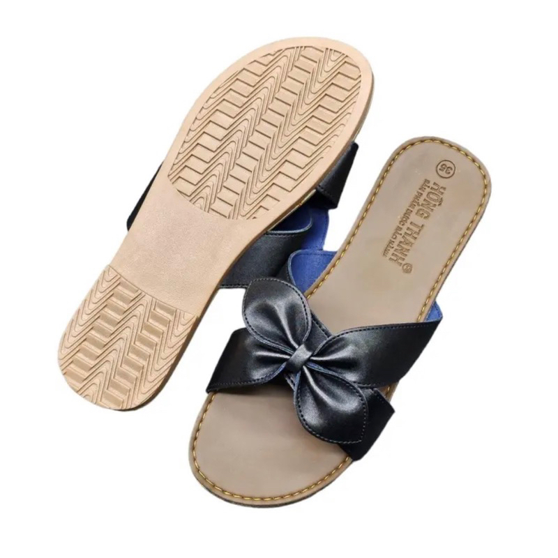 V012 Dép nơ chéo mũi tròn