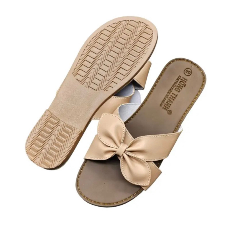 V012 Dép nơ chéo mũi tròn