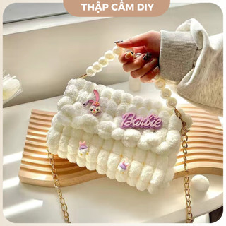Túi Tự Đan Handmade, Túi Handmade Tự Đan Đính Sticker Dễ Thương 