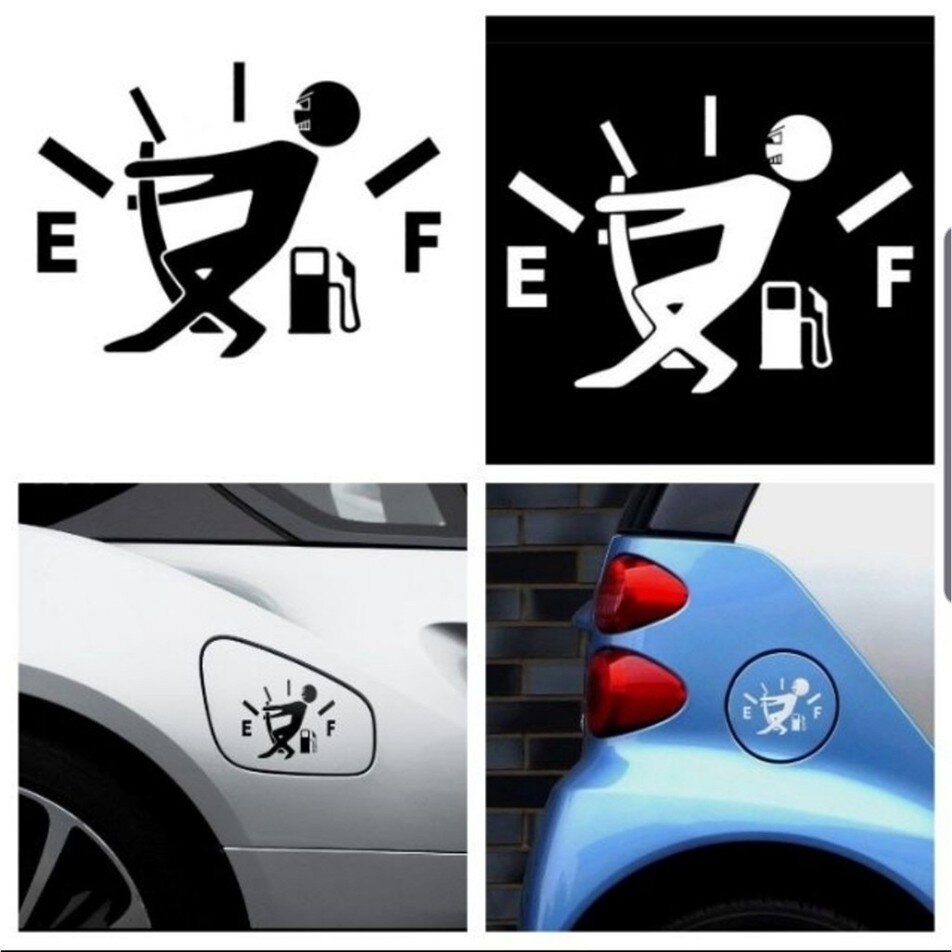 Tem dán decal nắp bình xăng xe hơi ô tô, 2 màu đen, trắng cho các màu sơn khác nhau