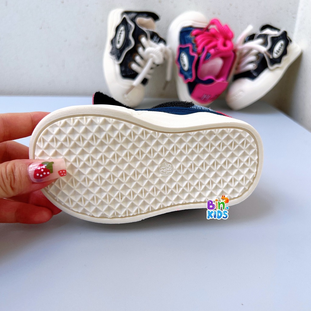 Giày Thể Thao Trẻ Em-Giày Thời Trang Cho Bé Trai Gái Khóa Dán Phối Dây Đế Chống Trơn Trượt Size Từ 21 đến 36 Mã HY998