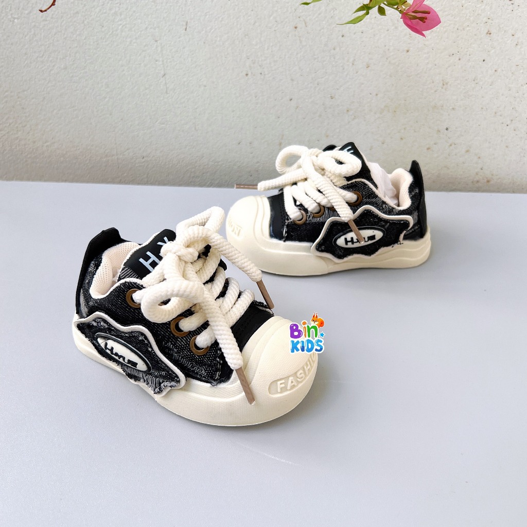 Giày Thể Thao Trẻ Em-Giày Thời Trang Cho Bé Trai Gái Khóa Dán Phối Dây Đế Chống Trơn Trượt Size Từ 21 đến 36 Mã HY998