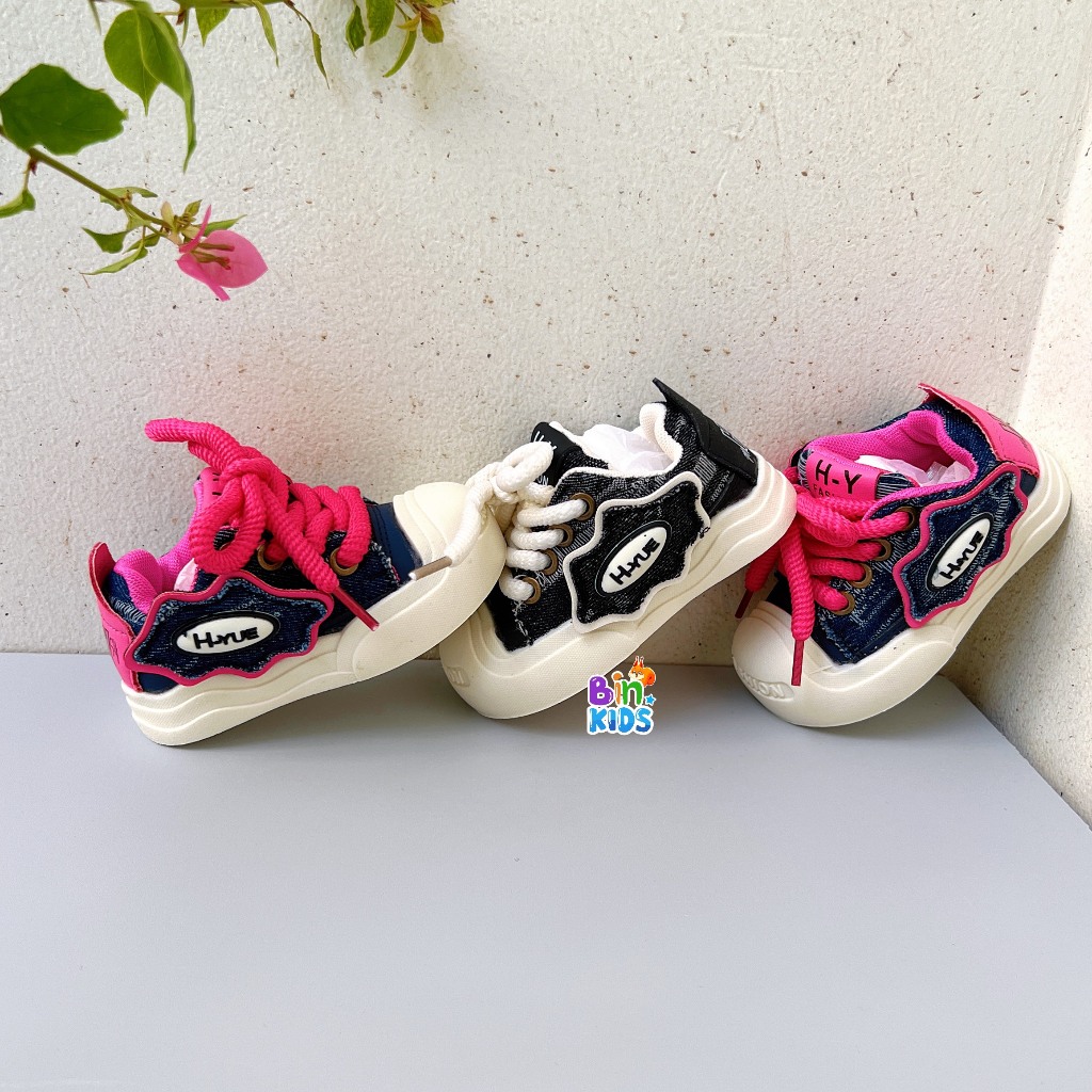 Giày Thể Thao Trẻ Em-Giày Thời Trang Cho Bé Trai Gái Khóa Dán Phối Dây Đế Chống Trơn Trượt Size Từ 21 đến 36 Mã HY998