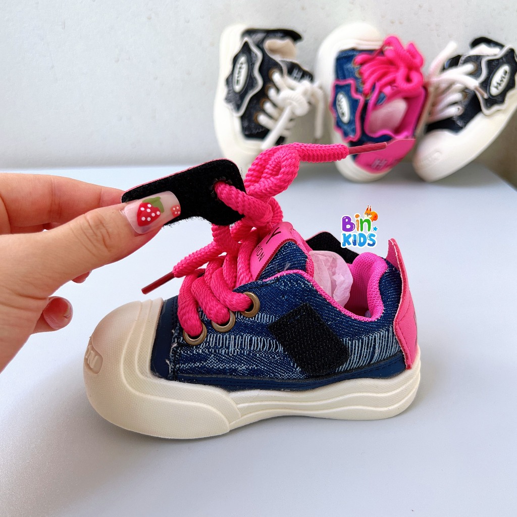 Giày Thể Thao Trẻ Em-Giày Thời Trang Cho Bé Trai Gái Khóa Dán Phối Dây Đế Chống Trơn Trượt Size Từ 21 đến 36 Mã HY998