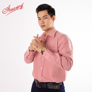 Amazing, áo sơ mi nam form chuẩn, thân suông, vạt bầu, tay dài, nhiều màu, nhiều size