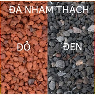 Đá nham thạch- Đá lava đỏ- đen túi 1kg