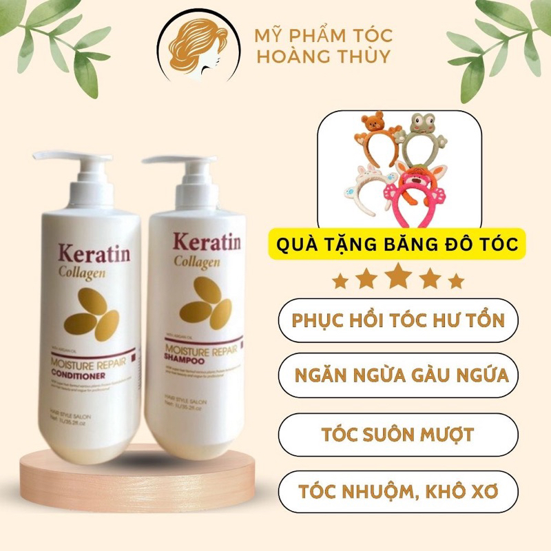 Cặp Dầu Gội Xả KERATIN Collage Dầu Gội Sạch Gàu Ngăn Ngừa Rụng Tóc Phục Hồi Tóc Sâu Bên Trong
